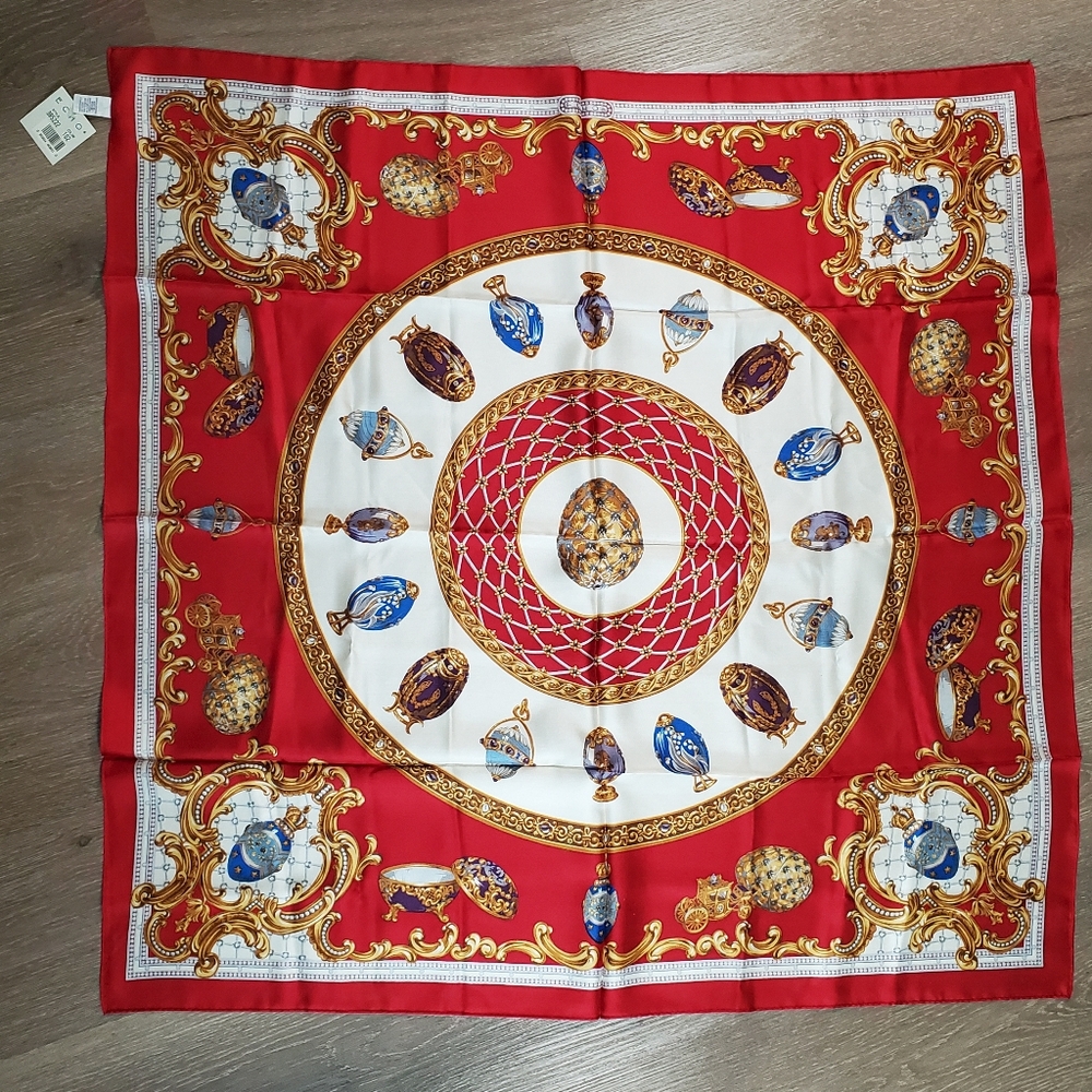 NWT Echo Vintage Silk Scarf Faberge Egg Print